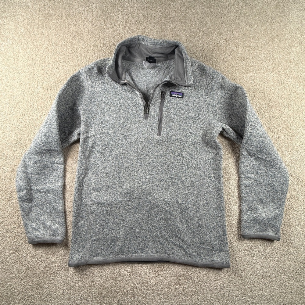 Patagonia Better Sweater 1/4 Zip Fleece Pullover Grey Heather Kids Large 12